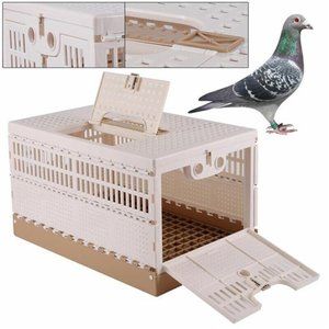 Bird Pigeon Cage Poultry Training Carrier Basket 2 Side Doors Portable Foldable